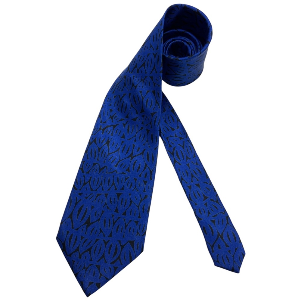 CLAUDE MONTANA Black/Blue Art Silk LUXURY Tie ITALY